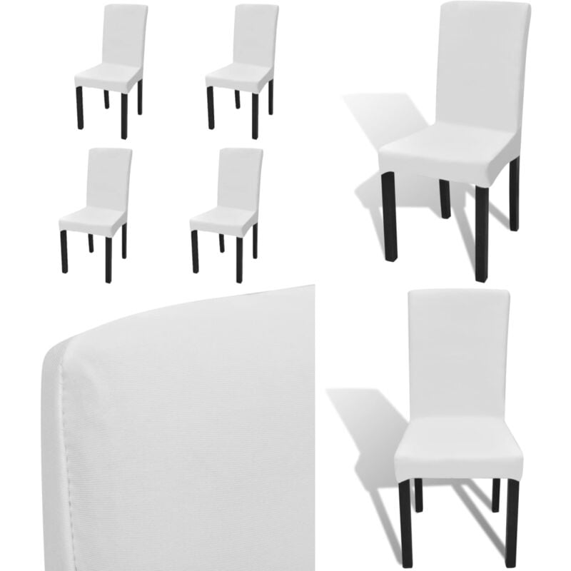 Housse de chaise droite extensible 4 pcs blanc - housse de chaise - housses de chaise - Home & Living - Blanc