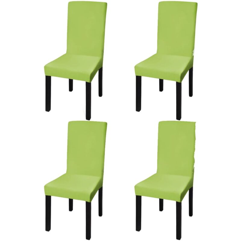 Housse de chaise droite extensible 4 pcs vert Vidaxl
