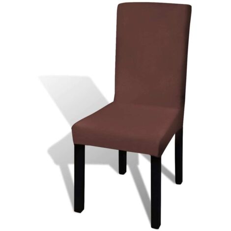 Housse de chaise droite extensible 6 pcs marron CFW569115