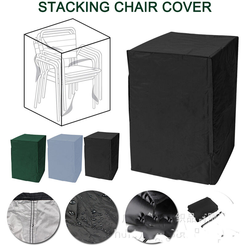Housse de chaise empilable avec évent, imperméable, coupe-vent, anti-UV, résistante aux déchirures 210D Housse de chaise de jardin inclinable en