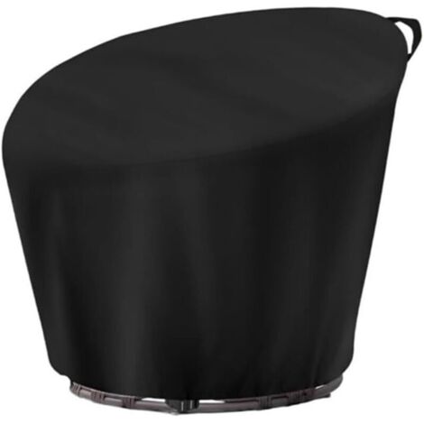 Housse de chaise en polyester oxford imperméable 210D épaisse et résistante, avec cordon de serrage, compatible avec fauteuils en rotin forme d’œuf ou de soucoupe – Noir (120 × 46 × 89 cm)