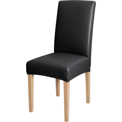 Housse de chaise en similicuir noir
