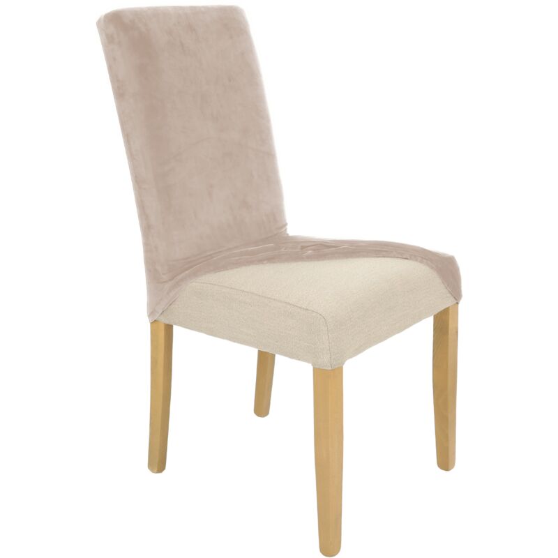 Housse de chaise en velours élastique beige tendance [21WE]