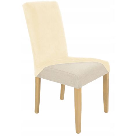 HOUSSE DE CHAISE EN VELOURS ÉLASTIQUE ÉCRU [21WR]