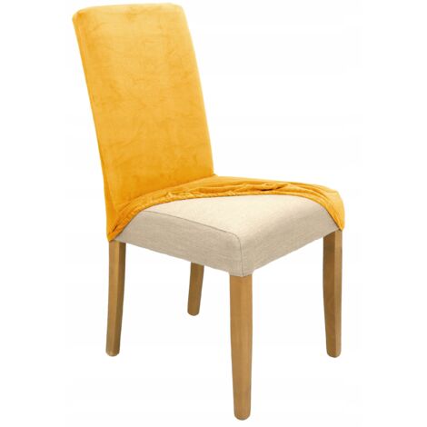 HOUSSE DE CHAISE EN VELOURS ÉLASTIQUE MOUTARDE [21WG]