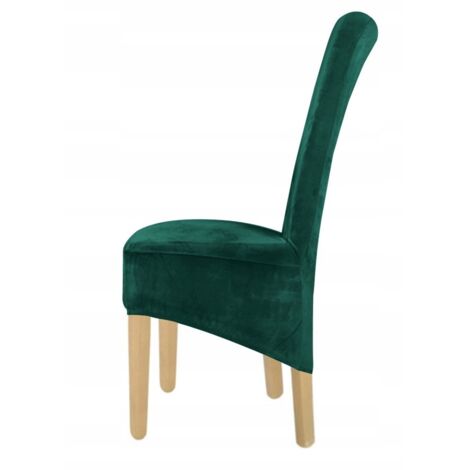 Housse de chaise en velours élastique vert bouteille XL [21DY]