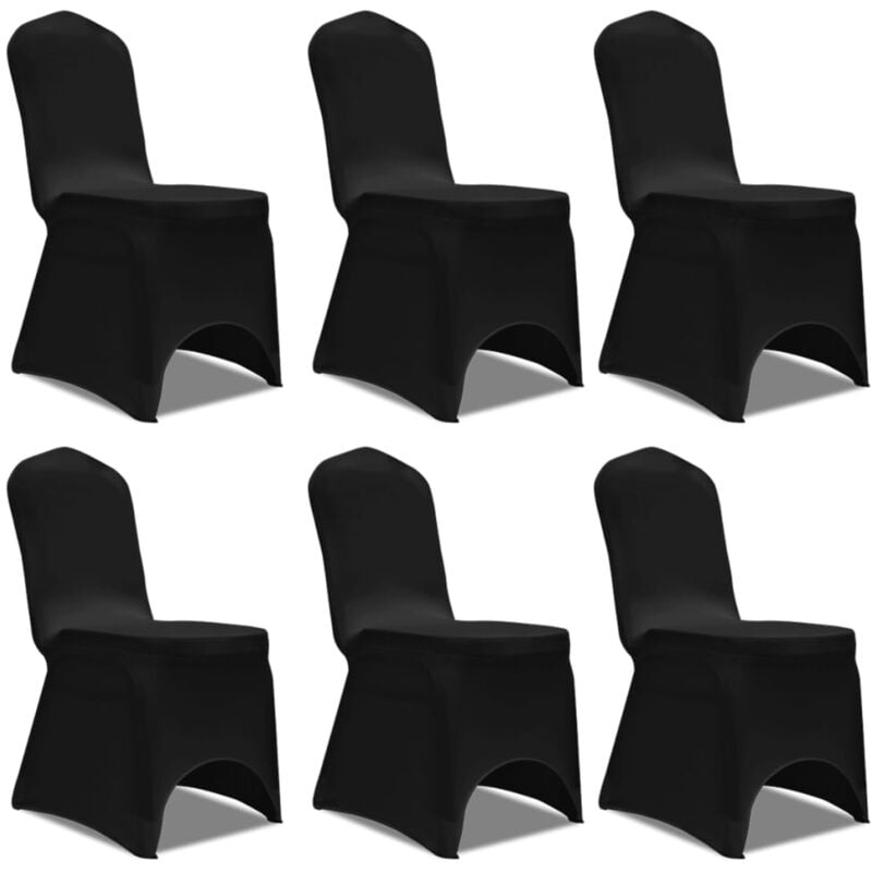 Housse extensible de chaise Noir 6 pcs