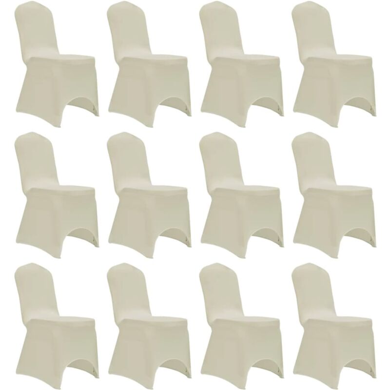 Housses élastiques de chaise Crème 12 pcs vidaXL