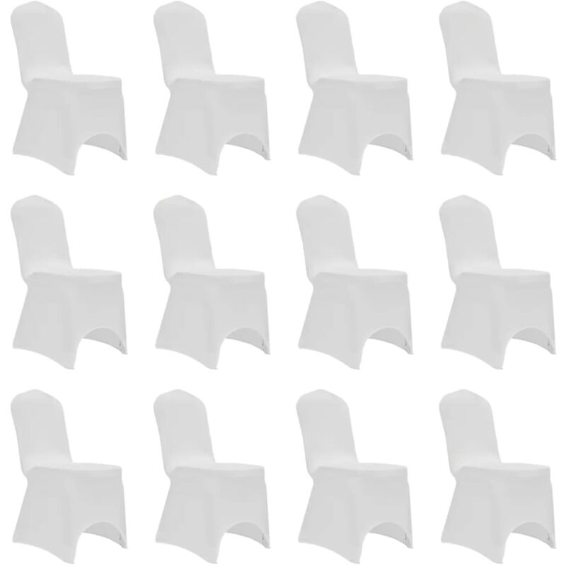 Housses élastiques de chaise Blanc 12 pcs Vidaxl