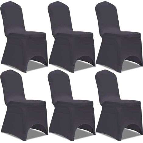 Housse de chaise extensible 6 pcs，Couverture de Chaise，protège-chaise anthracite DGBDF661001