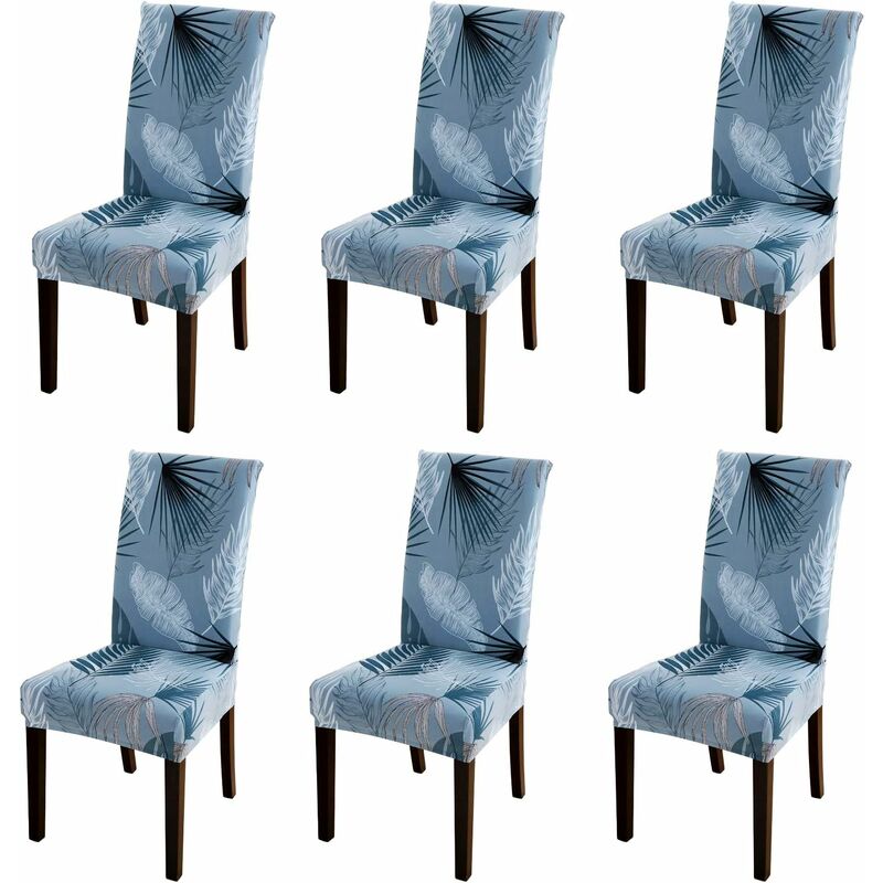 Blue Dream - Housse de Chaise Extensible 6 Pièces, Housse de Salle à Manger Amovible Lavable Housse de Chaise pour Salle à Manger Bouquet de Mariage