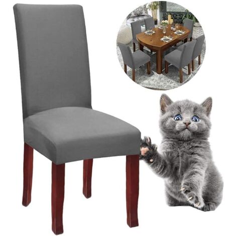 Housse de Chaise Extensible  Housses de Chaise Haut Dossier Elastiques Housse de Protection pour Salle à Manger Hôtel (Gris, 4 pièces)-Fei Yu