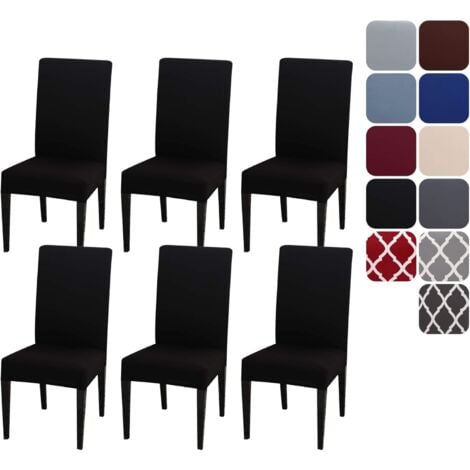 KEYOUNY Housse de Chaise Extensible Lot de 4 ou 6, Couverture Protecteur de Chaise Salle a Manger Universel Amovible Lavable Moderne Durable pour Maison Hotel Restaurant Fete Banquet Cuisine Decoration，noir