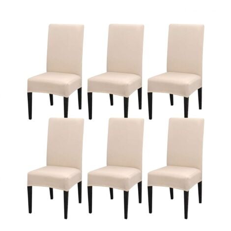L&H-CFCAHL Housse de Chaise Extensible Lot de 6, housse de chaise salle à manger Universelle Lavables, Couverture de Chaise Facile à Nettoyer pour Décor Salle à Manger Hôtel Restaurant housse de chaise Beige