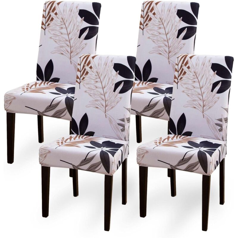 Housse de Chaise, Housse de Chaise Salle à Manger Extensible 4 Pièces, Amovible Lavable Décoration Housse pour Chaise Chaises Protecteur