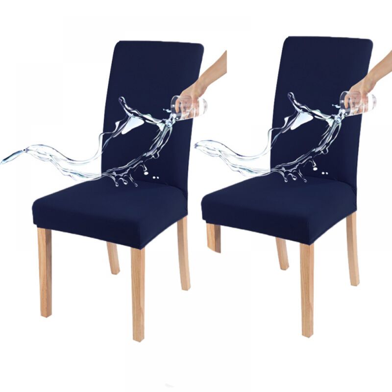 Housse de chaise imperméable, toutes saisons, couleur unie, facile à nettoyer, bleu marine (ensemble deux pièces)