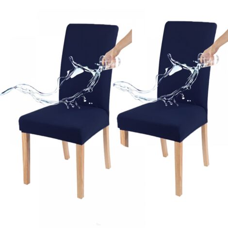 Housse de chaise imperméable, toutes saisons, couleur unie, facile à nettoyer, bleu marine (ensemble deux pièces)