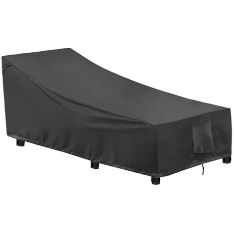 Housse de chaise longue de jardin 2 pièces, Tissu Oxford 400D, Coupe-Vent, Anti-UV Housse de Protection Transat Bain de Soleil avec Grilles D'aération, Housse de Chaise Longue de Patio (208x76x79/41cm