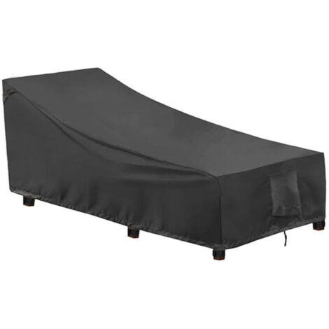 Housse de chaise longue de jardin 2 pièces, Tissu Oxford 400D, Coupe-Vent, Anti-UV Housse de Protection Transat Bain de Soleil avec Grilles D'aération, Housse de Chaise Longue de Patio (208x76x79/41cm