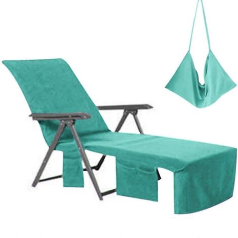 Housse de chaise longue en microfibre, serviette de plage, housse de chaise longue de piscine avec poches pour les vacances et les bains de soleil