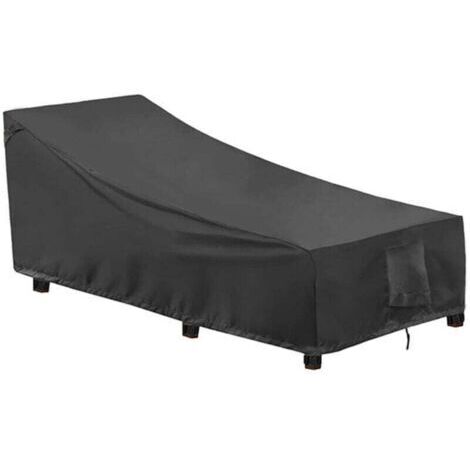Housse de chaise longue jardin 2 pièces, XU, Tissu Oxford 400D, Coupe-Vent, Anti-UV Protection Transat Soleil avec Grilles D'aération, Patio (208x76x79/41cm -