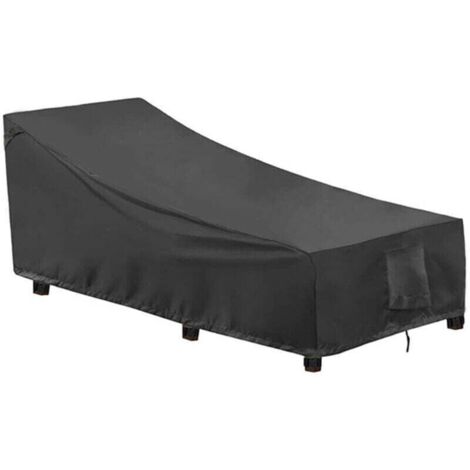 Housse de chaise longue jardin 2 pièces, XU, Tissu Oxford 400D, Coupe-Vent, Anti-UV Protection Transat Soleil avec Grilles D'aération, Patio (208x76x79/41cm  --Crezuo