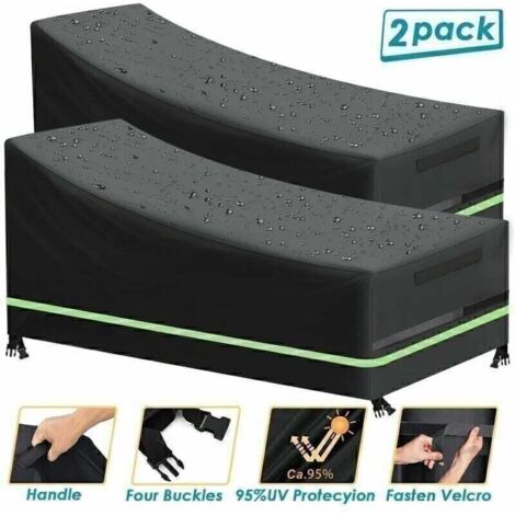 Housse de Chaise Longue - Tissu Oxford 420D Imperméable et Anti-UV - Avec Aération et Bande Réfléchissante - Pour Jardin Terrasse Extérieur - 2 Pièces