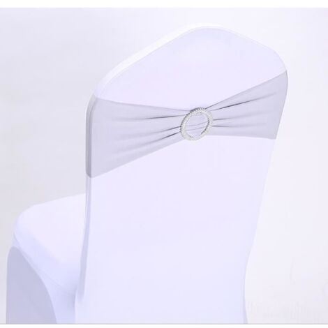 Housse de chaise - Lot de 50 - Tissu élastique - Boucle coulissante - Gris