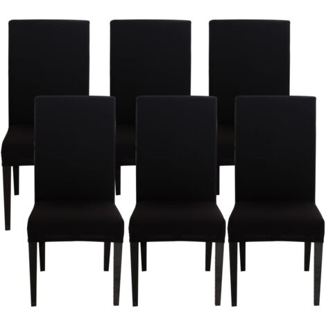 Housse de chaise noire en velours – Lot de 6 – Protection contre déchirures et taches – Ajustement pour chaises 58-75cm – Fuienko