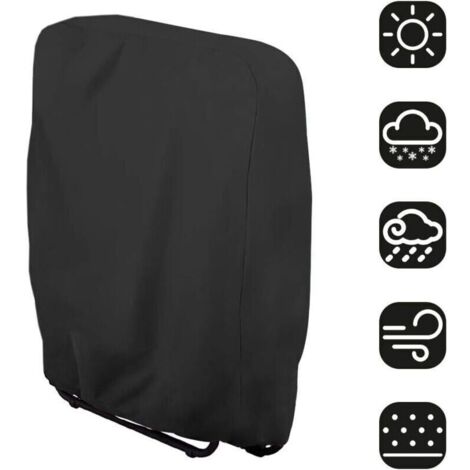 Housse de chaise pliante Housse de protection pour chaise longue Bain de soleil Mobilier de jardin étanche anti-UV Protection contre les dommages, 71 x 110 cm(noir)..