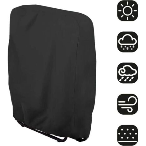 Housse de chaise pliante Housse de protection pour chaise longue Bain de soleil Mobilier de jardin étanche anti-UV Protection contre les dommages, 71 x 110 cm(noir)