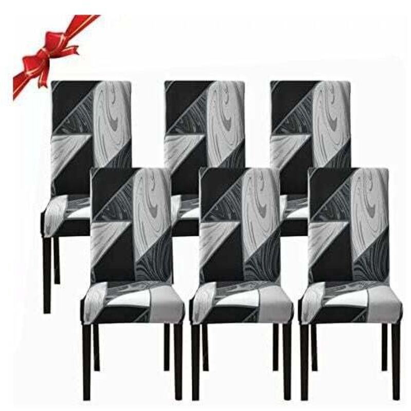 Housse de Chaise Salle à Manger Extensible 6 Pièces,Housse de Chaise Universelle Lavables,Couverture de Chaise Facile à Nettoyer pour Décor Salle à