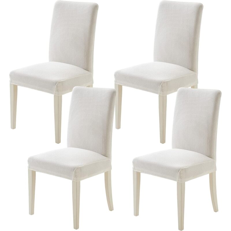 Csparkv - Housse de Chaise Salle à Manger Moderne House de Chaise Intérieur Extensible Housse Chaise Blanche 4-Pièces Protege Assise Couvre Convient