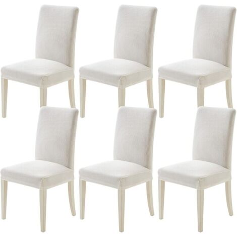 Housse de Chaise Salle à Manger Moderne House de Chaise Intérieur Extensible Housse Chaise Blanche 6-Pièces Protege Assise Couvre Convient à la Salon, Bureau, Banquet et à la Décoration.