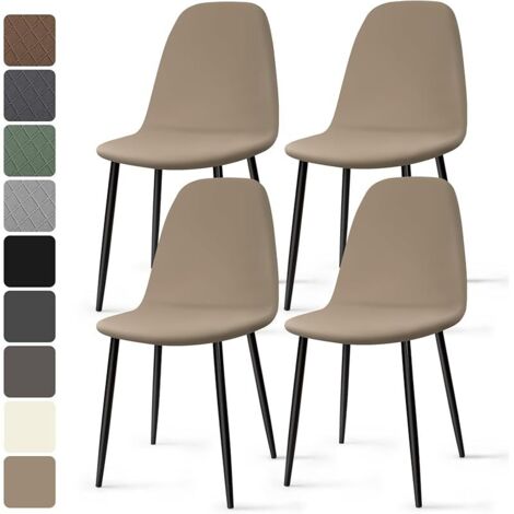 Housse de Chaise Scandinave 4 Pieces Universel Housses Chaise de Salle à Manger Lavable Extensible Couverture de Chaise Housse Chaise pour Décoration Salon Cuisine Hôtel (Kaki, 4 Pieces)-KC