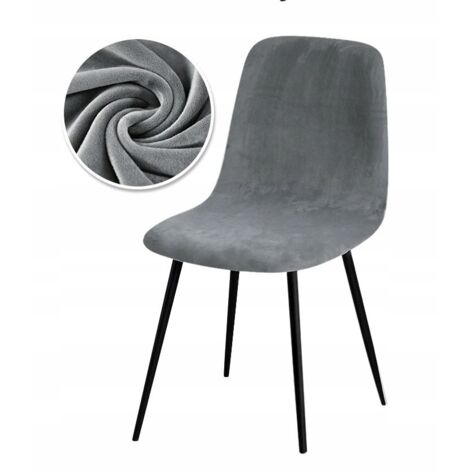 Housse de chaise scandinave en velours gris foncé – Résistante à l'eau – Élastique pour maintien optimal – Lavable en machine à 30-40°C
