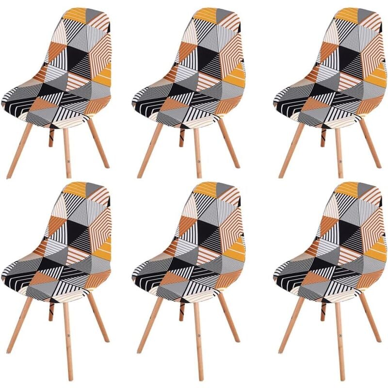 Tigrezy - Housse de Chaise Scandinaves Lot de 6, Extensible Housse de Chaise de Salle à Manger, Universelle Couverture de Chaise sans Accoudoirs pour
