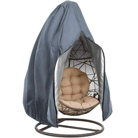 Housse de chaise suspendue 190 x 115 cm anti-poussière en forme d'œuf Housse de protection pour patio jardin balancelle en rotin Housse de mobilier d'extérieur Fermeture Éclair