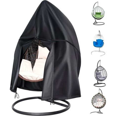Housse de Chaise Suspendue de Jardin - Housse de Chaise d'oscillation d'œufs Imperméable 420 D Oxford Anti-UV/Vent, Bâche de Protection pour Chaise de Jardin Extérieur 190 X 115 cm, Noir