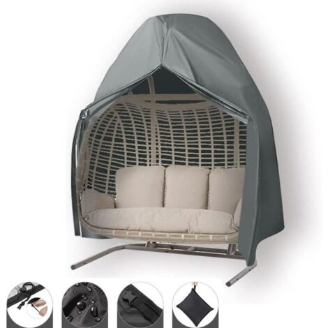 Housse de chaise suspendue en forme d'œuf pour terrasse, 230 x 200 cm, en taffetas polyester imperméable 210D, gris.