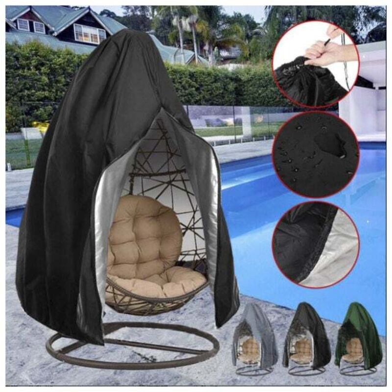 Housse de chaise suspendue Housse de chaise suspendue Housse de chaise en forme d'œuf, tissu Oxford imperméable 210D pour balançoire de jardin, noir,