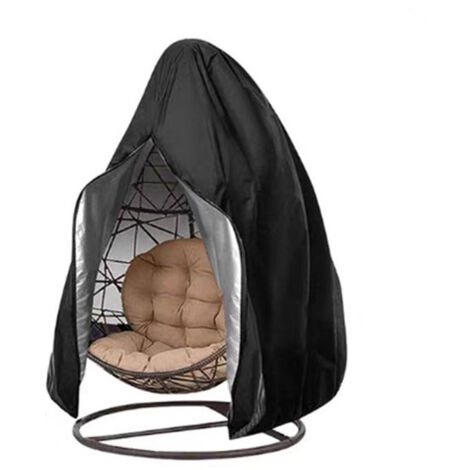 Housse de chaise suspendue, housse de protection de chaise d'œuf, housse de meubles imperméable pour terrasse extérieure avec fermeture éclair 190 x 115 cm (1 pièce noir)