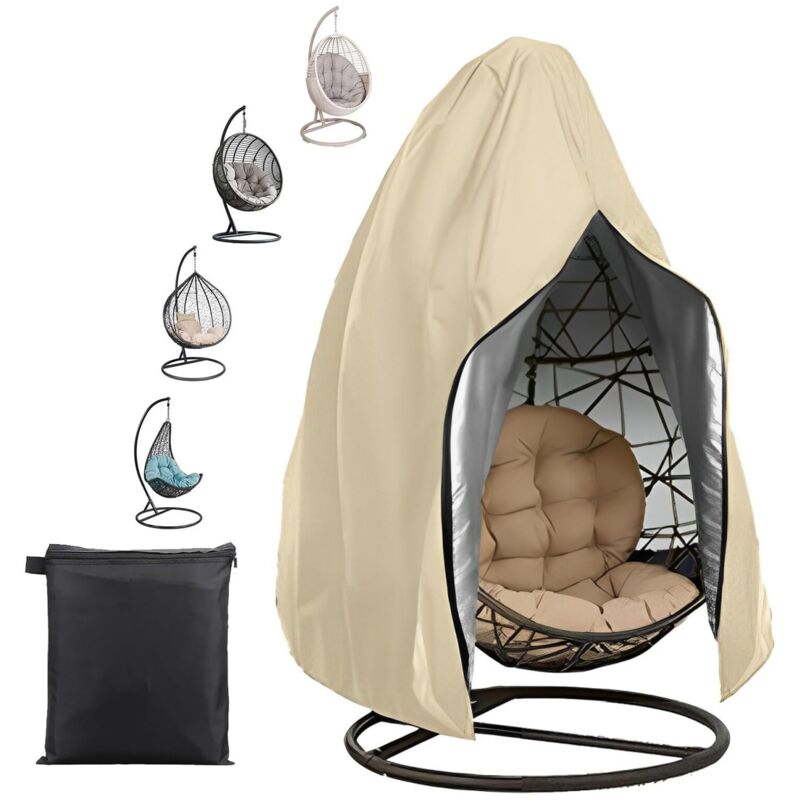 Housse de Chaise Suspendue Oeuf Suspendu Exterieur Jardin Bache de Protection 210D Oxford-Tissu Imperméable Anti-UV Housse de Protection Fauteuil