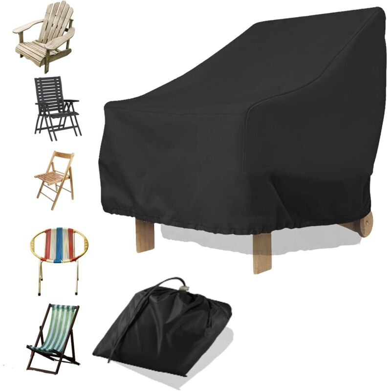 Housse de chaises d'extérieur imperméable de jardin 420D avec cordon réglable, protection UV, résistante à l'usure pour meubles de jardin 420D