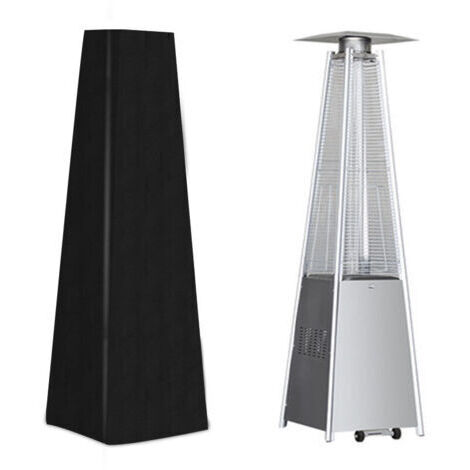 Housse de chauffage de terrasse style pyramide, noire