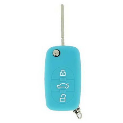 Housse de Cle en Silicone 3 BOUTONS BleuE POUR AUDI Z
