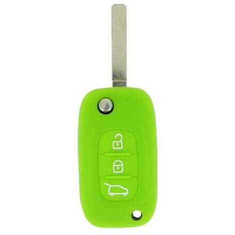 ADNAUTO Housse de Cle en Silicone 3 BOUTONS VERTE POUR RENAULT