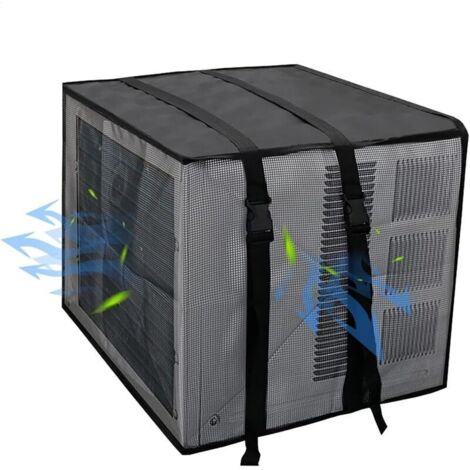 Housse de climatisation extérieure en tissu Oxford résistant avec filet latéral – Noir, hiver