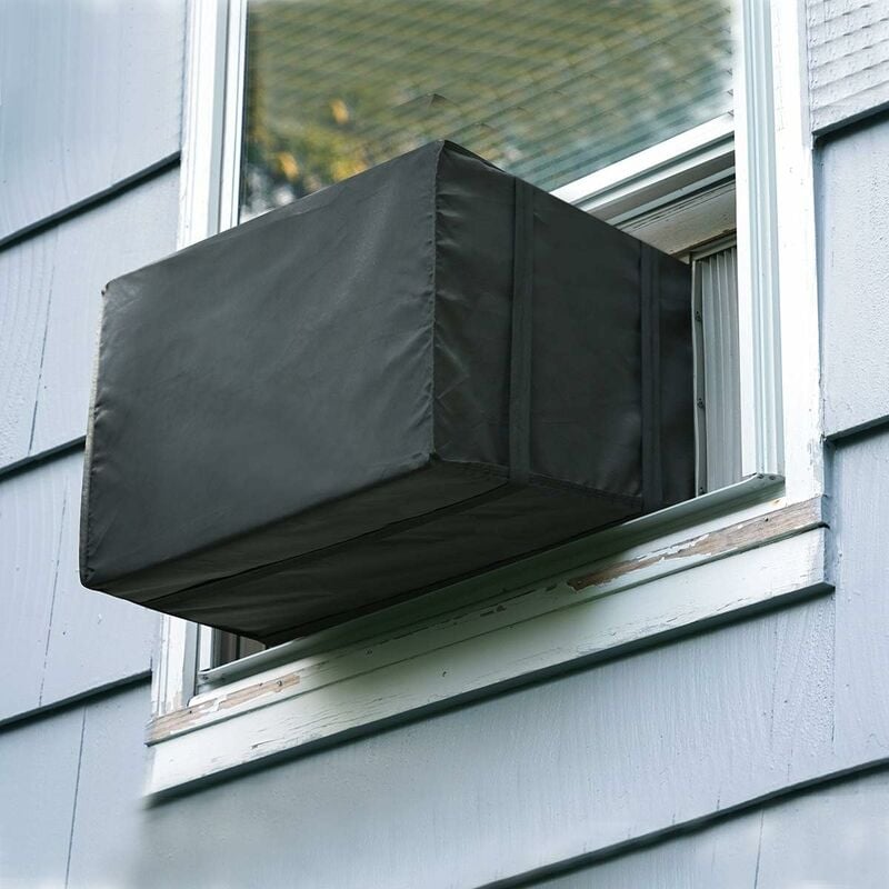 Housse de climatiseur de fenêtre extérieure, Luxiv extérieur fenêtre ac unité couverture noir anti-poussière étanche ac couverture extérieure fenêtre