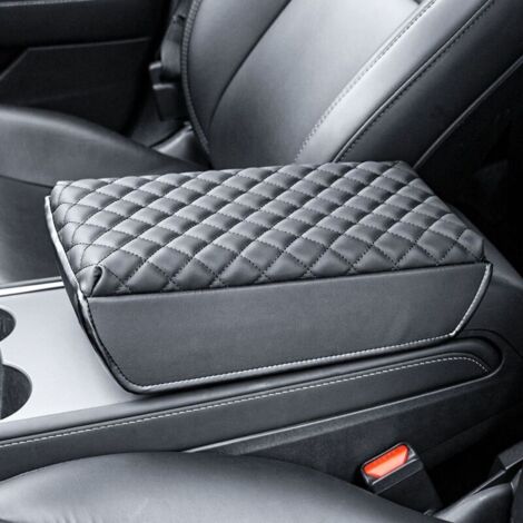 Housse de console centrale améliorée, accoudoir en cuir, housse de console centrale, accessoires intérieurs de voiture (pour Tesla Model 3/Y, noir)
